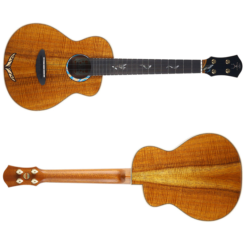 aNueNue Kyas Whale Private Reserve Hawaiian Koa Tenor Electric Ukulele